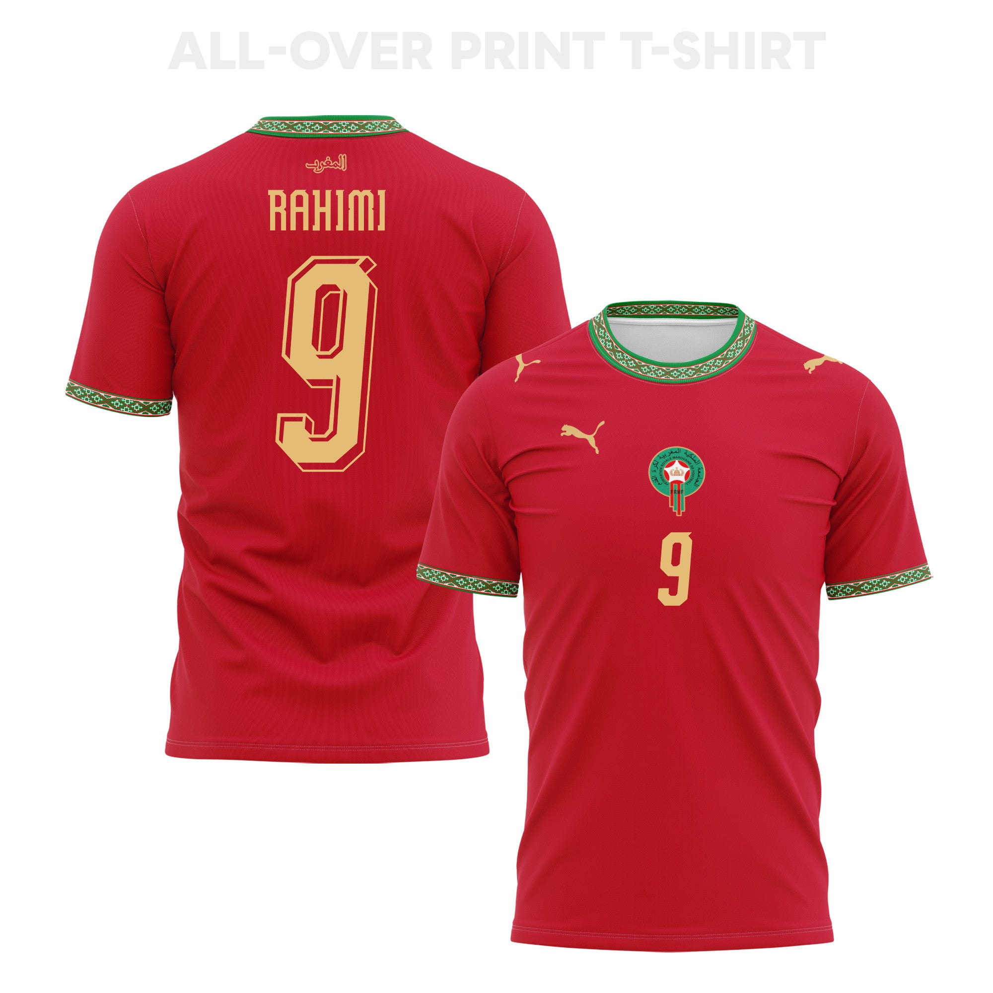 Soufiane Rahimi 9 Morocco 2026 Home 3D T-Shirt Fully Printed – Unisex, Red