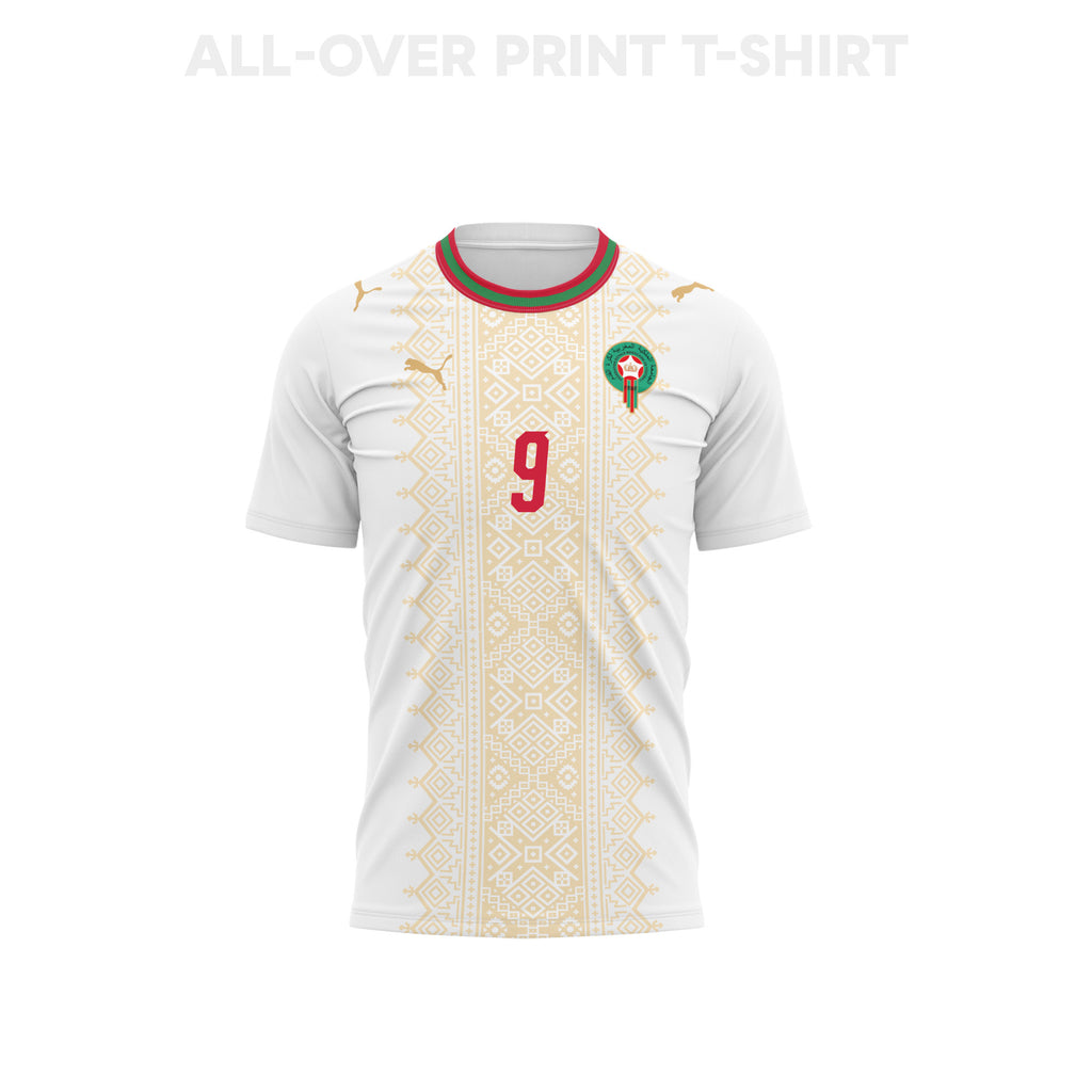 Soufiane Rahimi 9 Youth Morocco 2026 Away 3D T-shirt Fully Printed – White