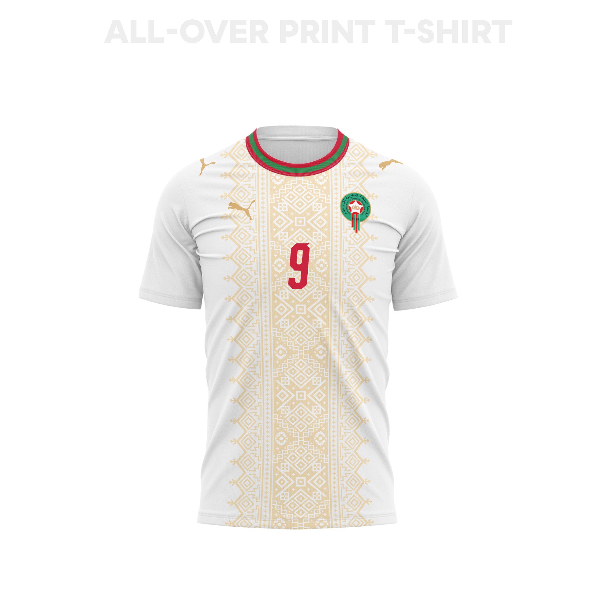 Soufiane Rahimi 9 Youth Morocco 2026 Away 3D T-shirt Fully Printed – White