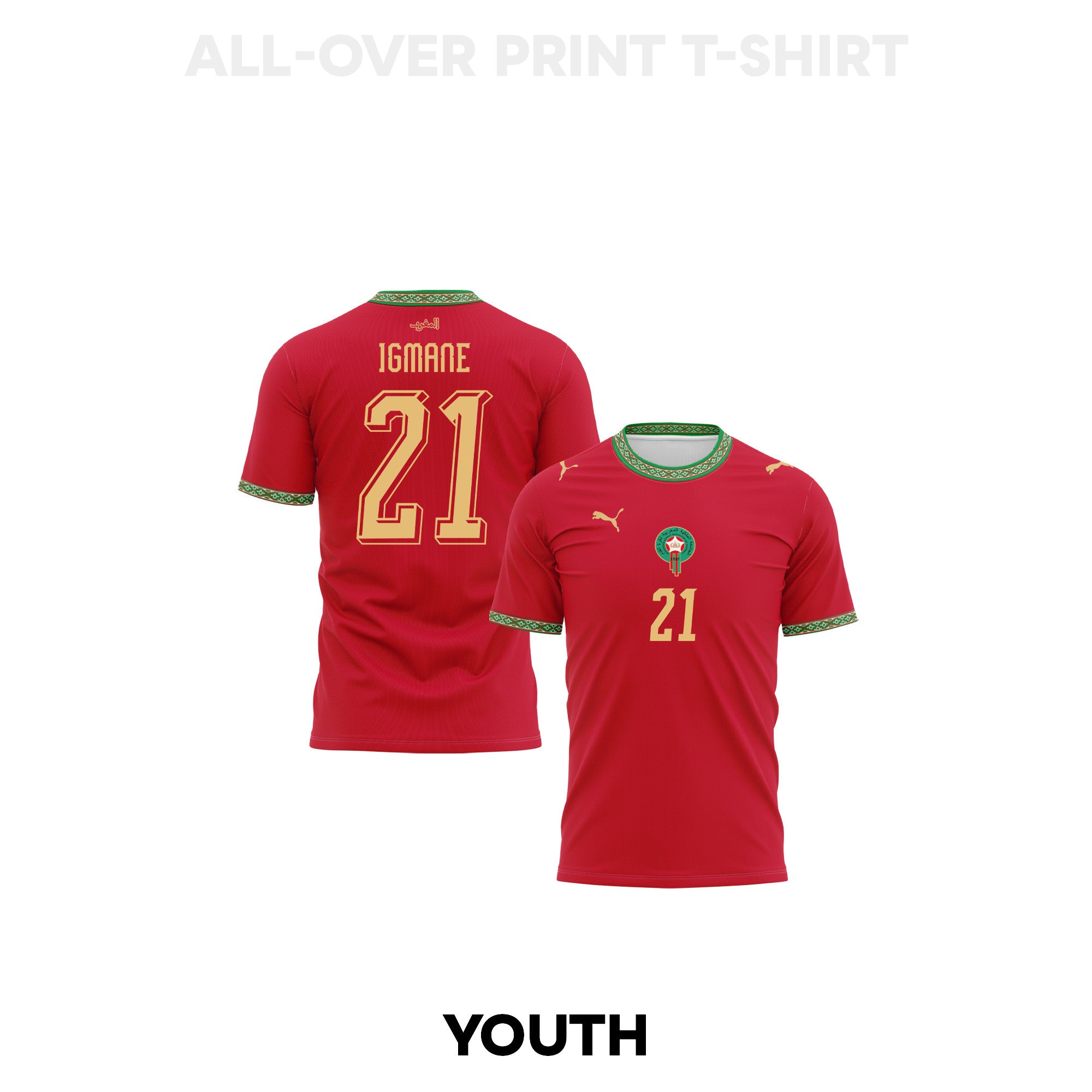 Hamza Igmane 21 Youth Morocco 2026 Home 3D T-shirt Fully Printed – Red