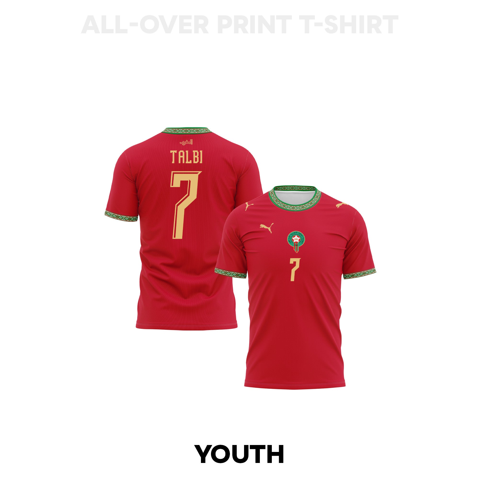 Chemsdine Talbi 7 Youth Morocco 2026 Home 3D T-shirt Fully Printed – Red