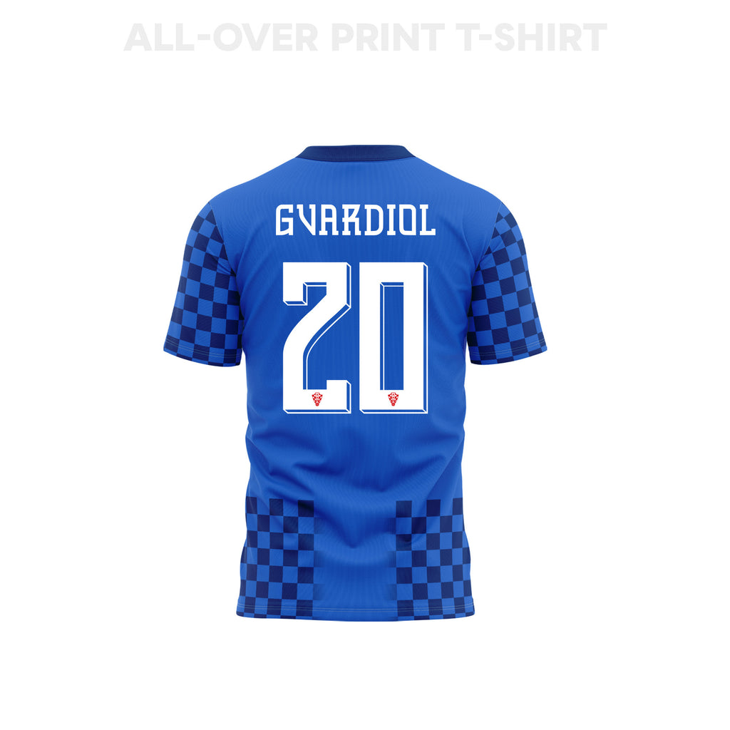 Joško Gvardiol 20 Croatia 2026 Away 3D T-Shirt Fully Printed – Unisex, Blue