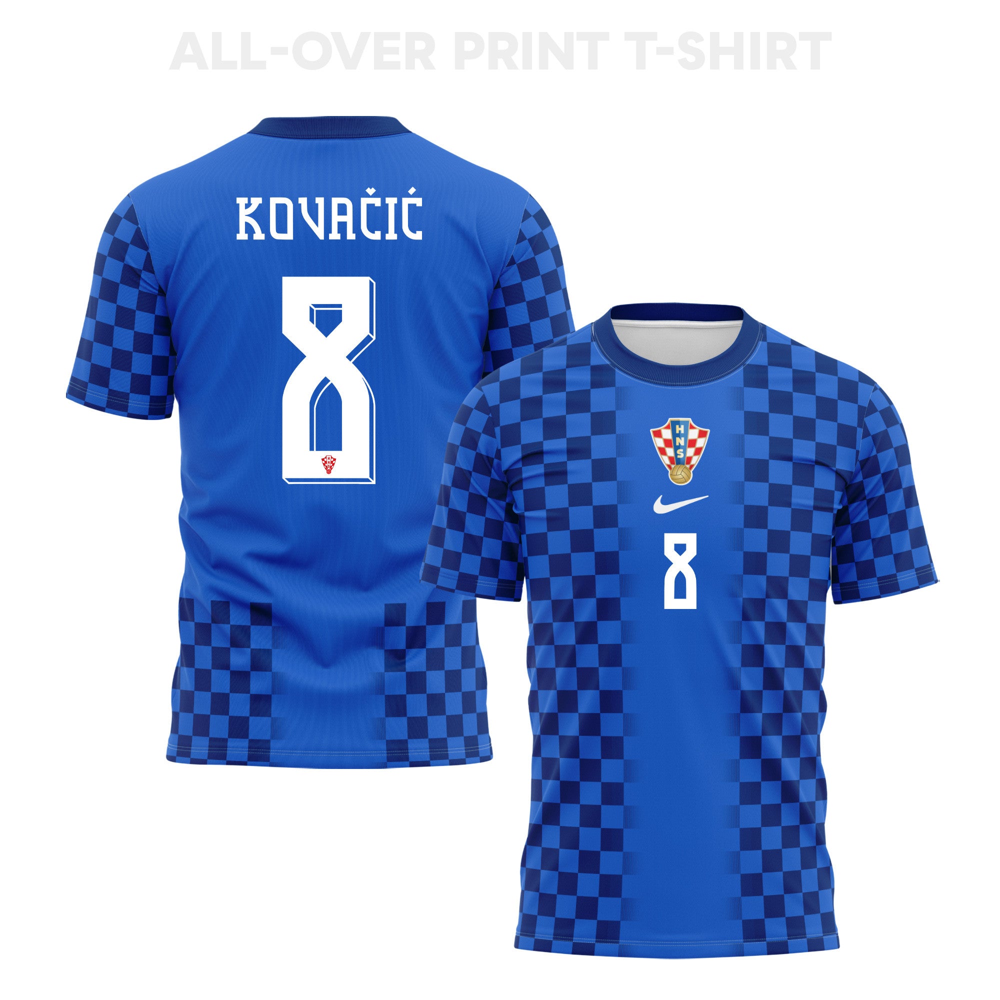 Mateo Kovačić 8 Croatia 2026 Away 3D T-Shirt Fully Printed – Unisex, Blue