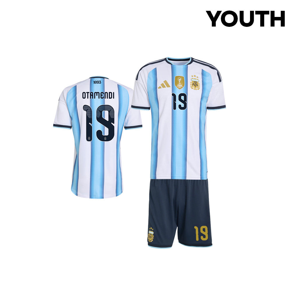 Nicolás Otamendi 19 Argentina 2026 Youth Home Jersey & Shorts Set - White