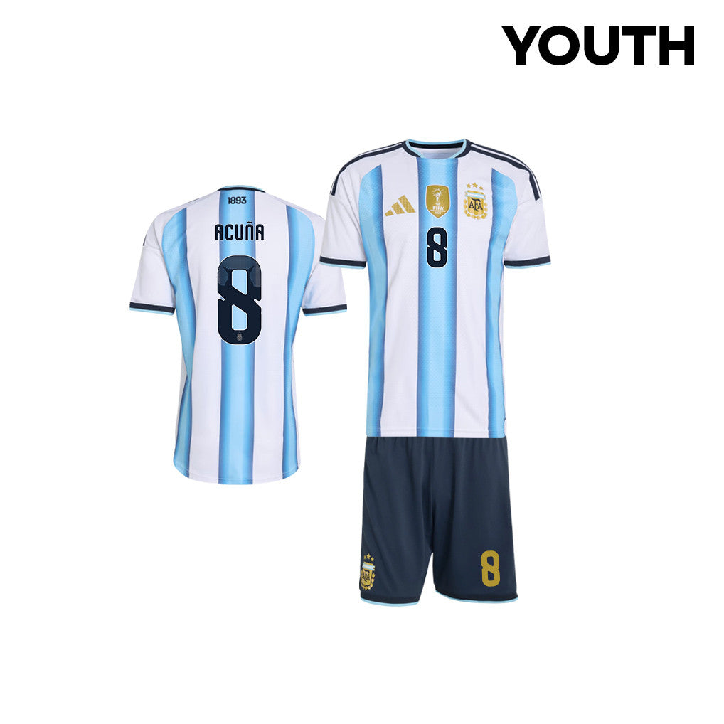Marcos Acuña 8 Argentina 2026 Youth Home Jersey & Shorts Set - White
