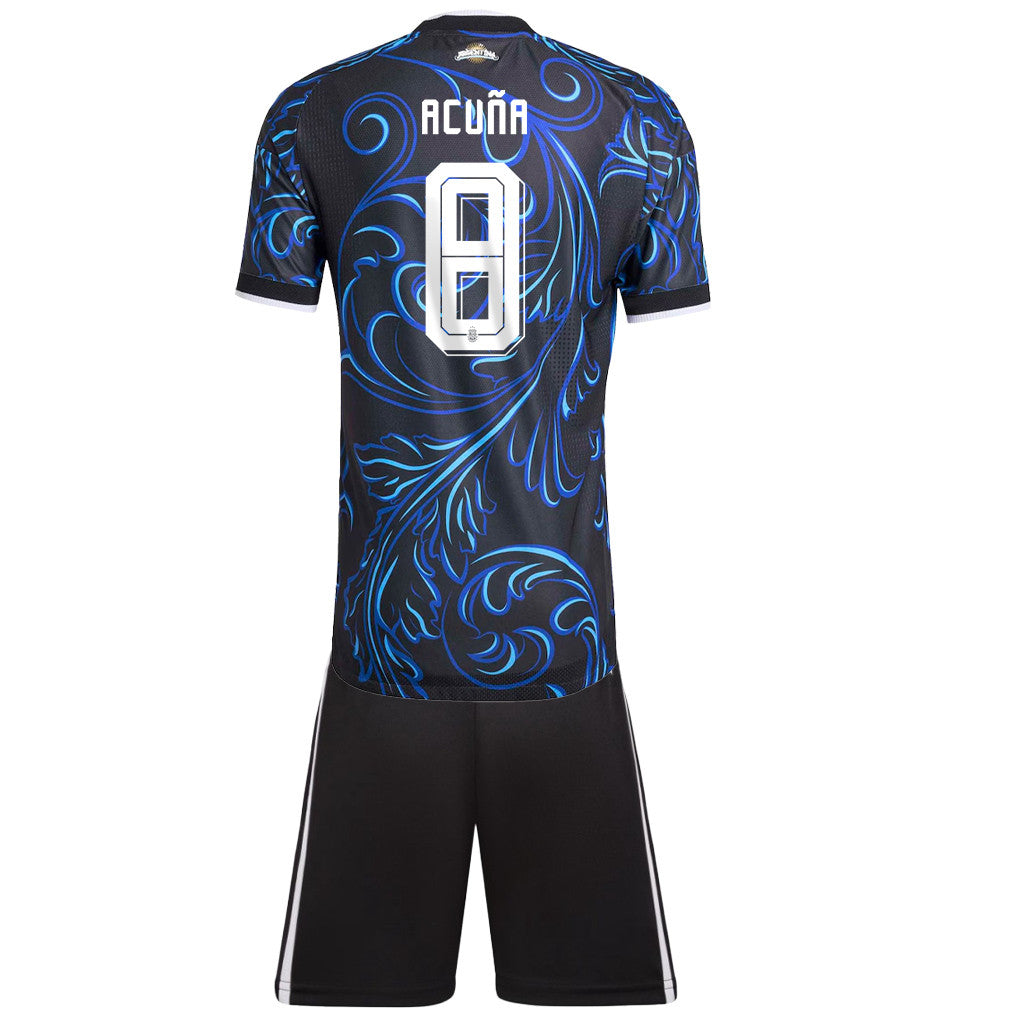 Marcos Acuña 8 Argentina 2026 Youth Away Jersey & Shorts Set - Black