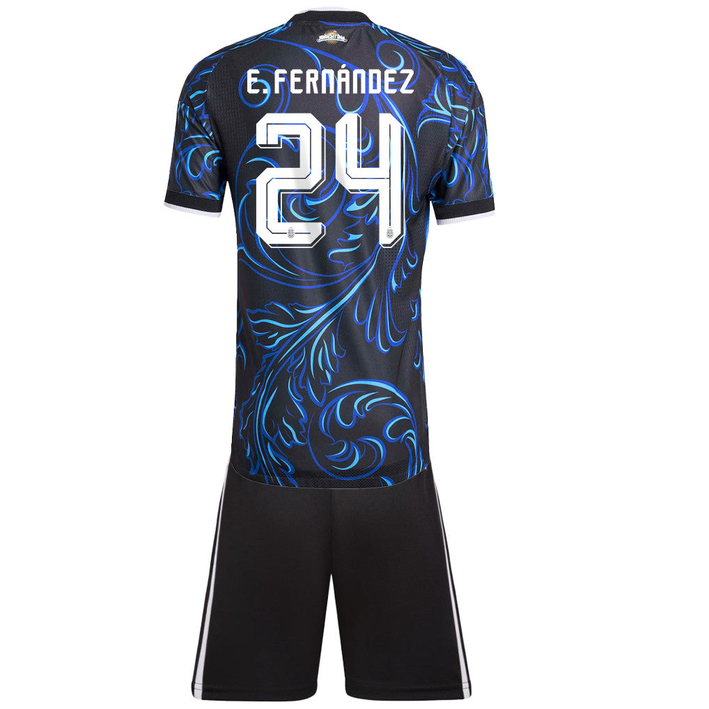 Enzo Fernández 24 Argentina 2026 Youth Away Jersey & Shorts Set - Black
