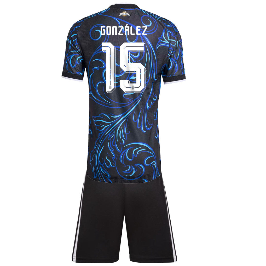 Nicolás González 15 Argentina 2026 Youth Away Jersey & Shorts Set - Black