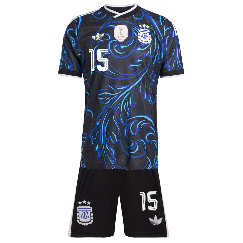 Nicolás González 15 Argentina 2026 Youth Away Jersey & Shorts Set - Black