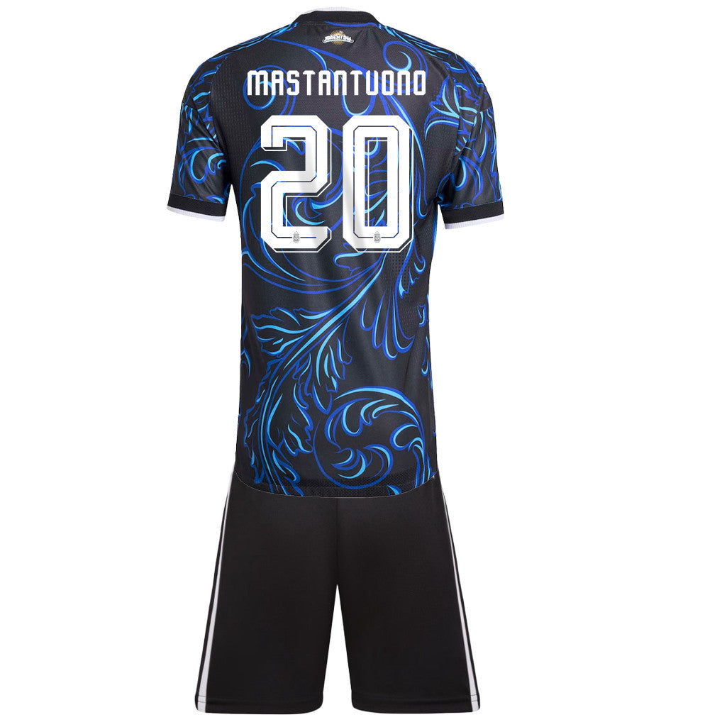 Franco Mastantuono 20 Argentina 2026 Youth Away Jersey & Shorts Set - Black