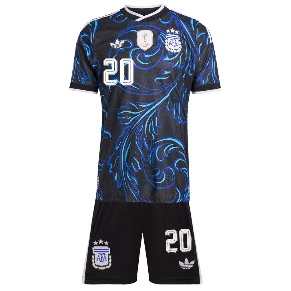 Franco Mastantuono 20 Argentina 2026 Youth Away Jersey & Shorts Set - Black