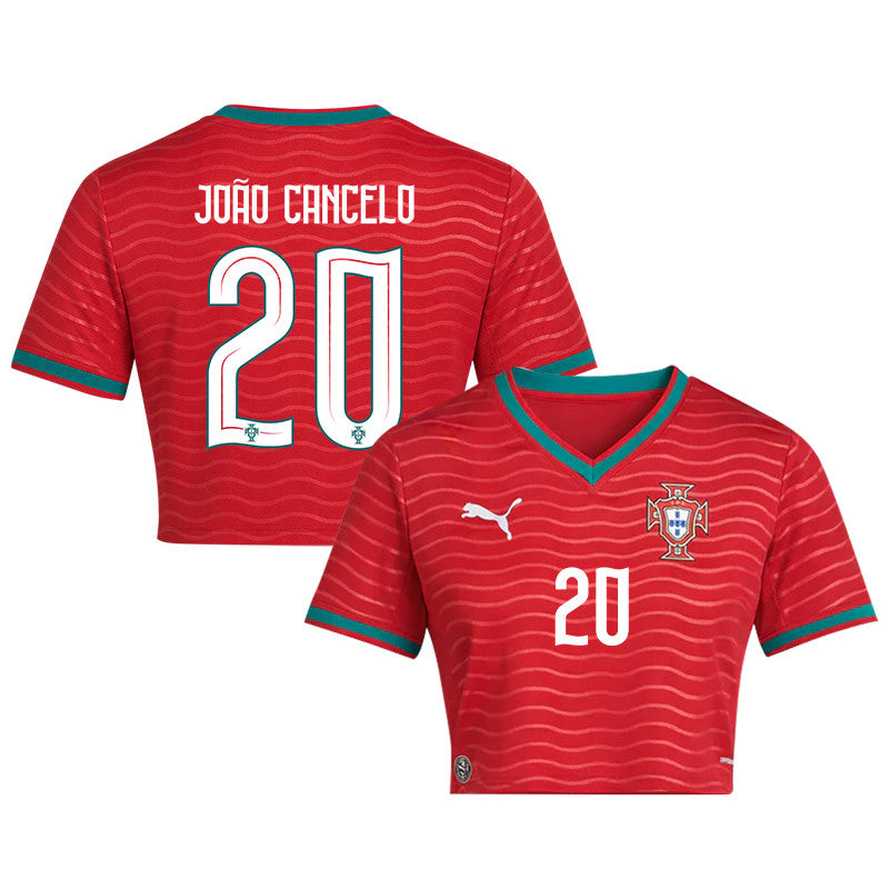 João Cancelo 20 Portugal 2026 Home Women's Cropped Jersey - Red