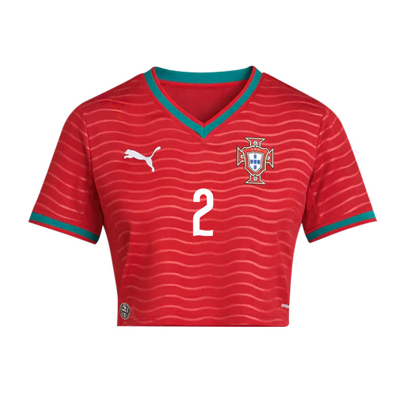 Nélson Semedo 2 Portugal 2026 Home Women's Cropped Jersey - Red