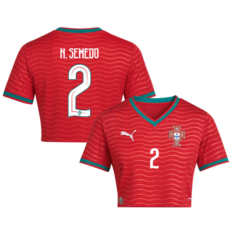 Nélson Semedo 2 Portugal 2026 Home Women's Cropped Jersey - Red