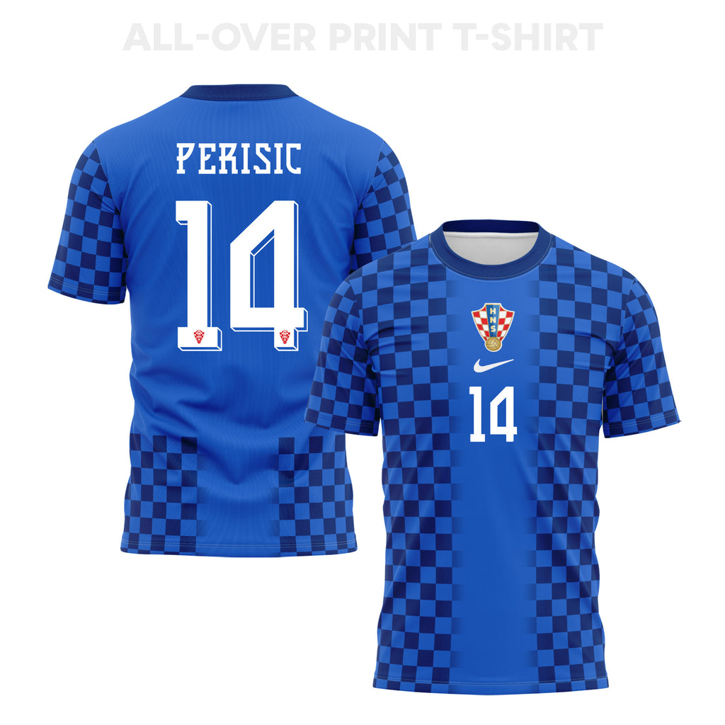 Ivan Perisic 14 Croatia 2026 Away 3D T-Shirt Fully Printed – Unisex, Blue