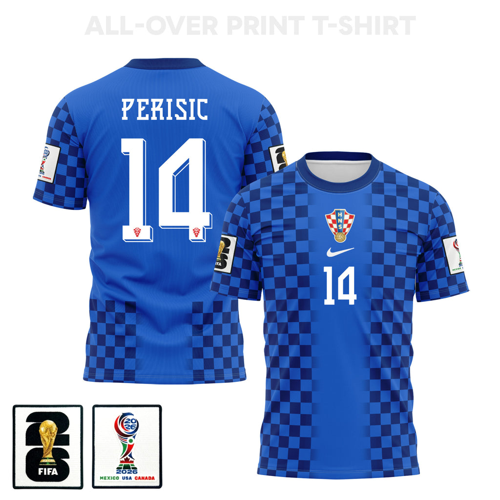 Ivan Perisic 14 Croatia 2026 Away 3D T-Shirt Fully Printed – Unisex, Blue