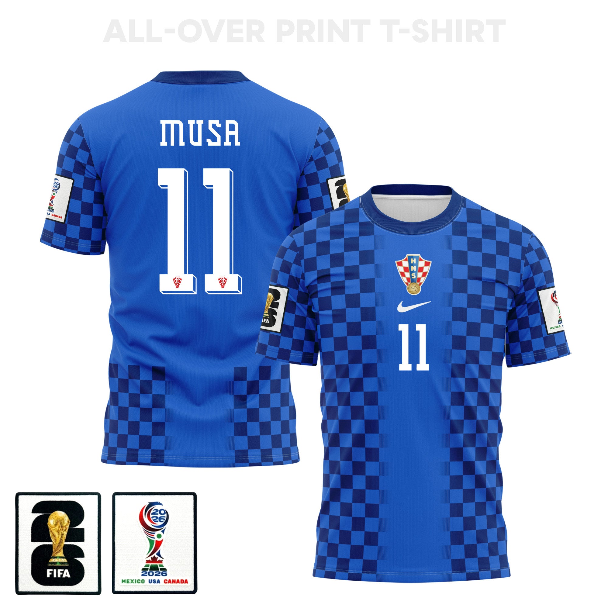 Petar Musa 11 Croatia 2026 Away 3D T-Shirt Fully Printed – Unisex, Blue