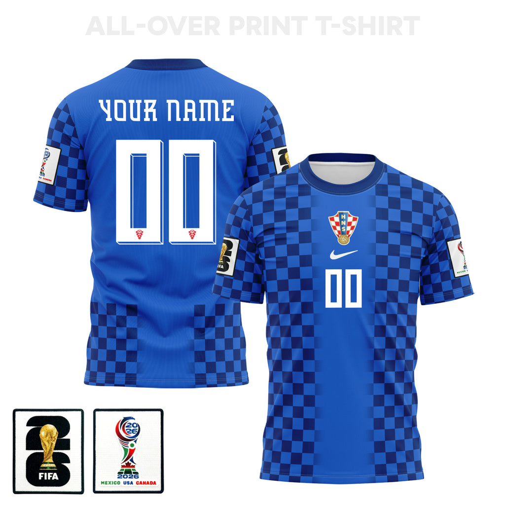 Croatia 2026 Away 3D T-Shirt Fully Printed – Personalized – Unisex, Blue