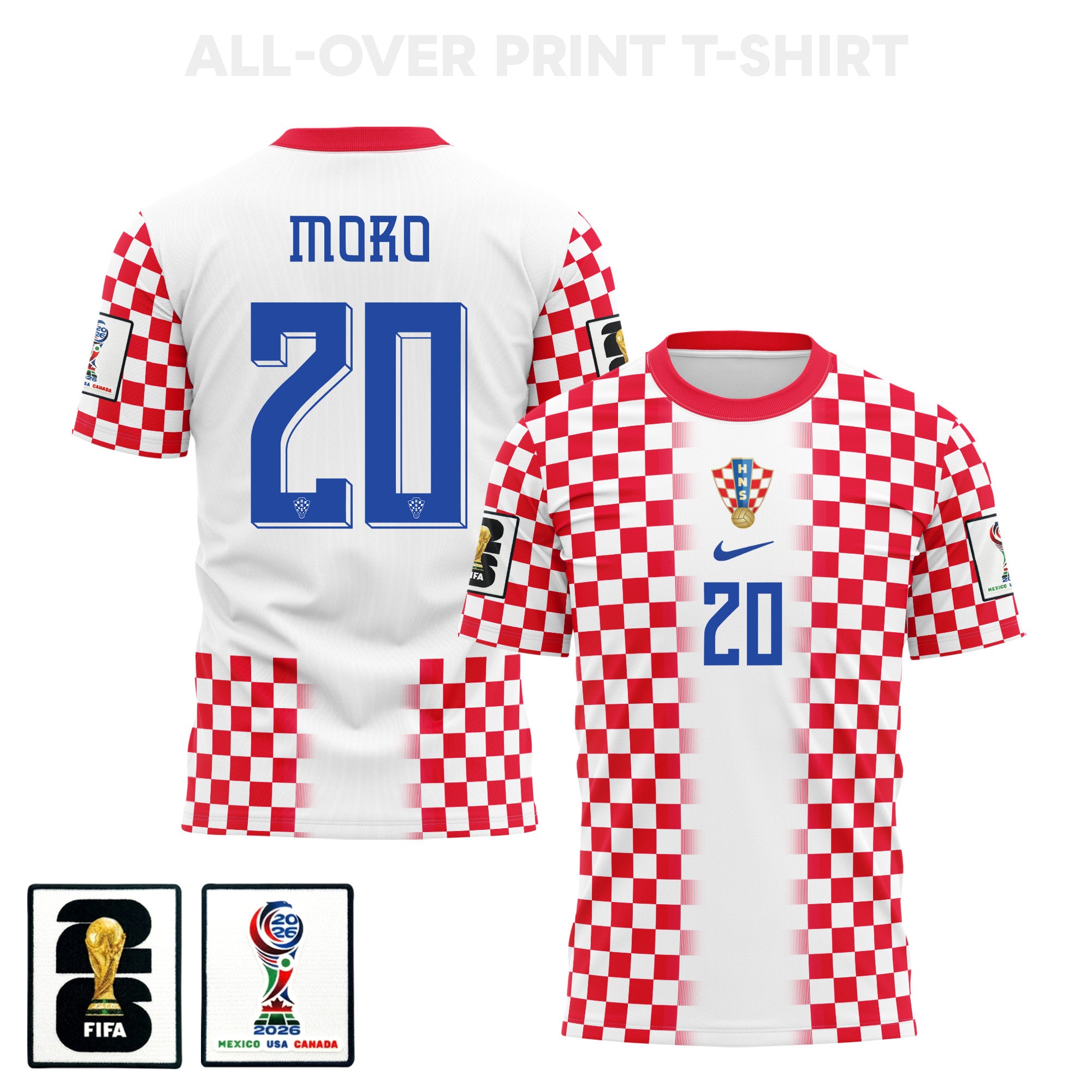 Nikola Moro 20 Croatia 2026 Home 3D T-Shirt Fully Printed – Unisex, White