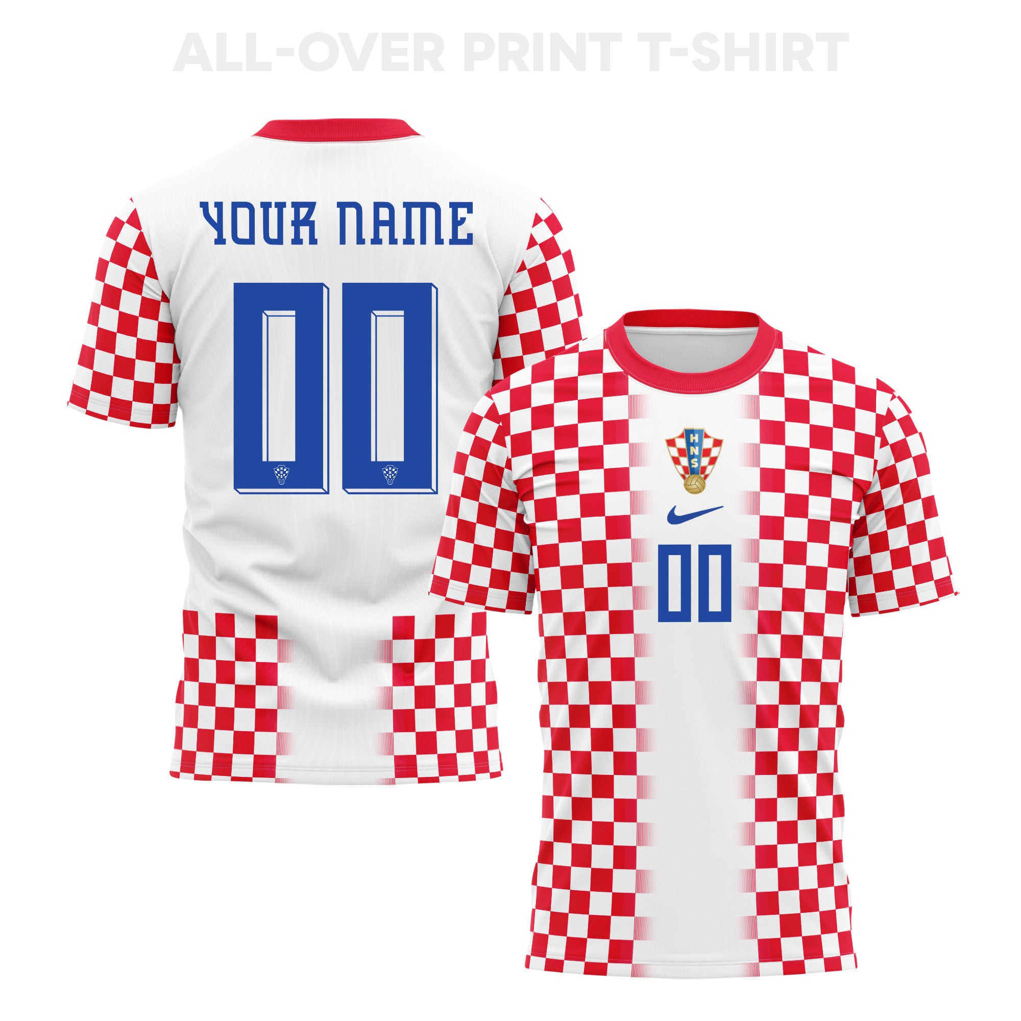 Croatia 2026 Home 3D T-Shirt Fully Printed – Personalized – Unisex, White