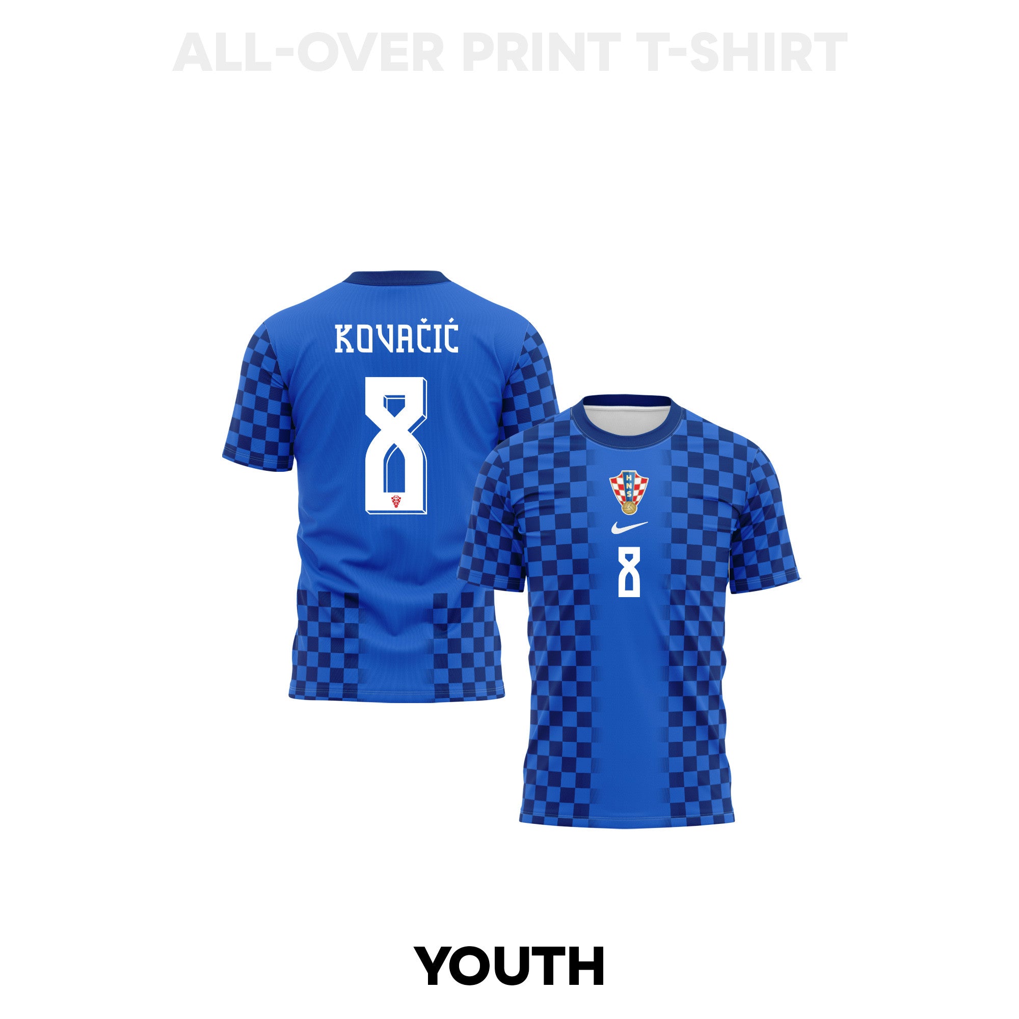 Mateo Kovačić 8 Youth Croatia 2026 Away 3D T-shirt Fully Printed – Blue