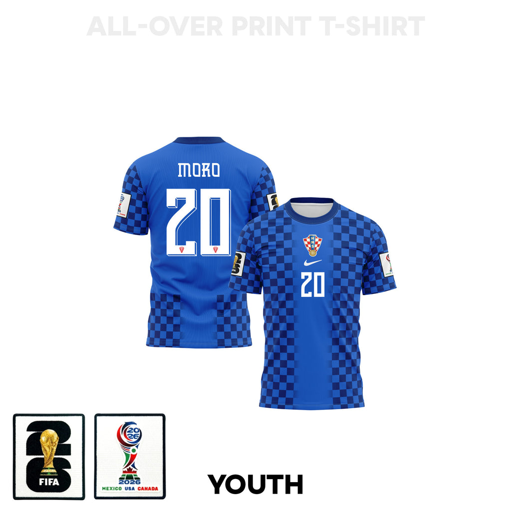 Nikola Moro 20 Youth Croatia 2026 Away 3D T-shirt Fully Printed – Blue