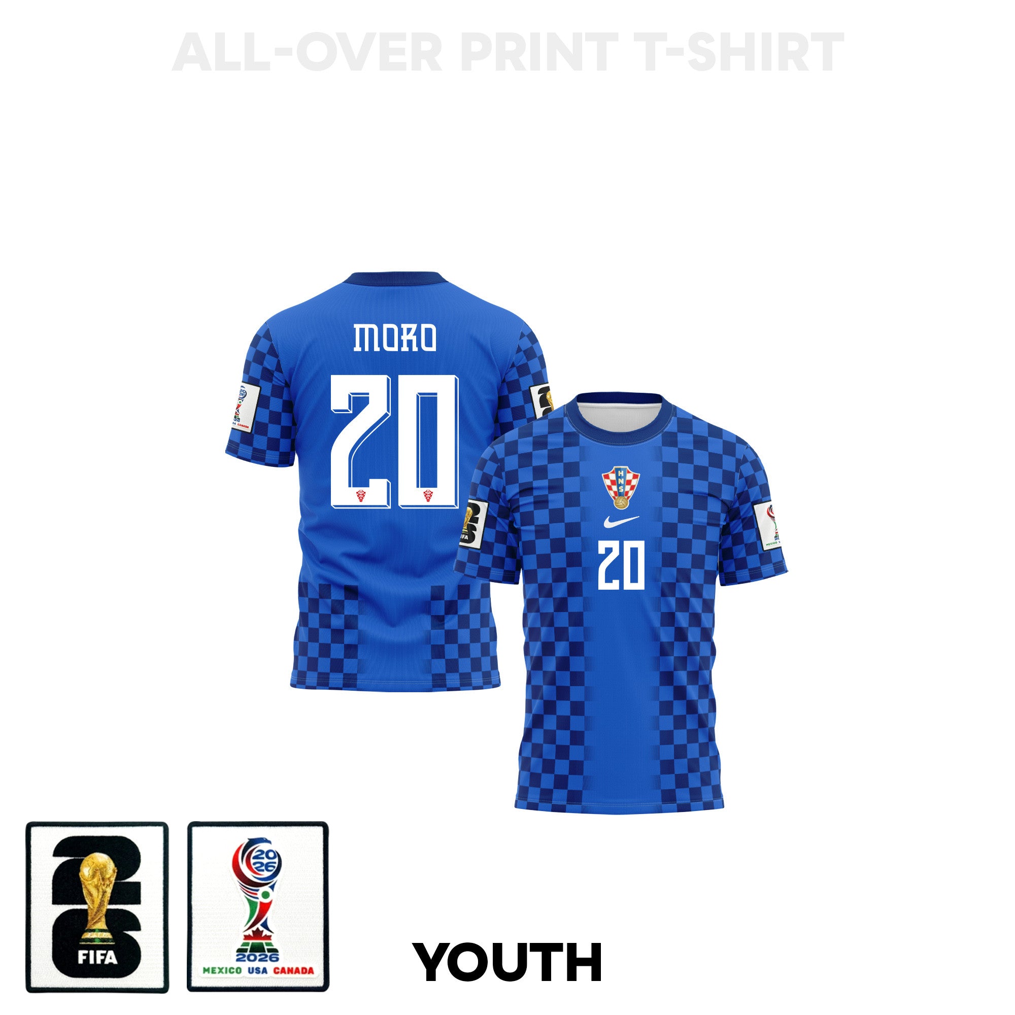 Nikola Moro 20 Youth Croatia 2026 Away 3D T-shirt Fully Printed – Blue