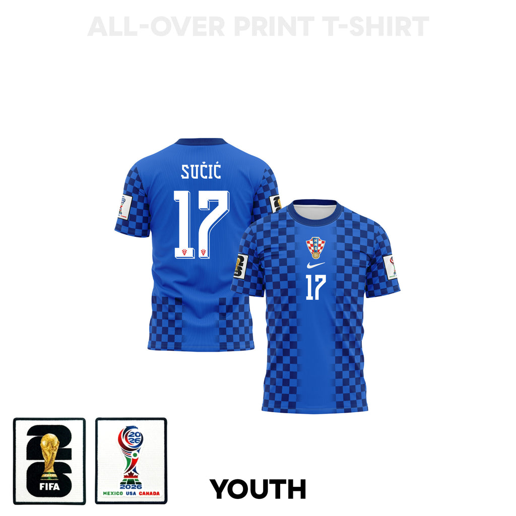 Petar Sučić 17 Youth Croatia 2026 Away 3D T-shirt Fully Printed – Blue