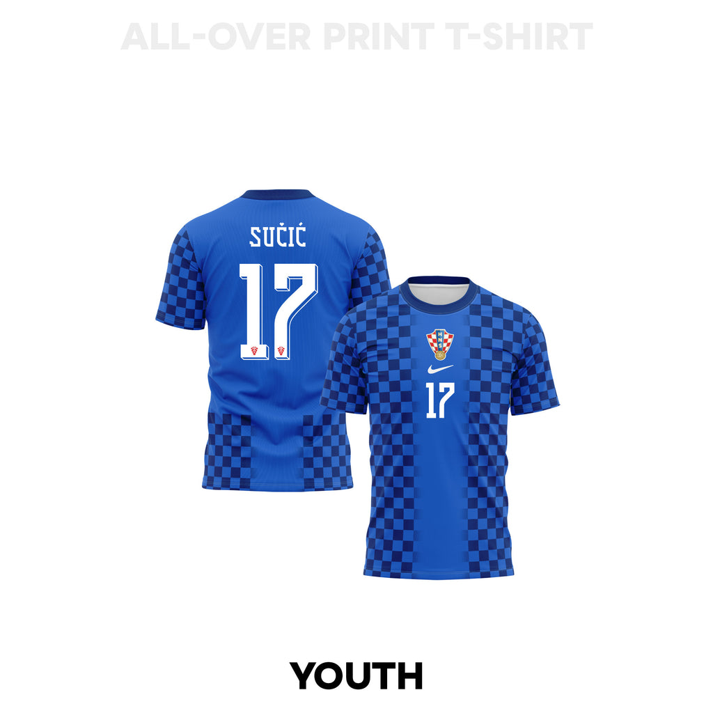 Petar Sučić 17 Youth Croatia 2026 Away 3D T-shirt Fully Printed – Blue