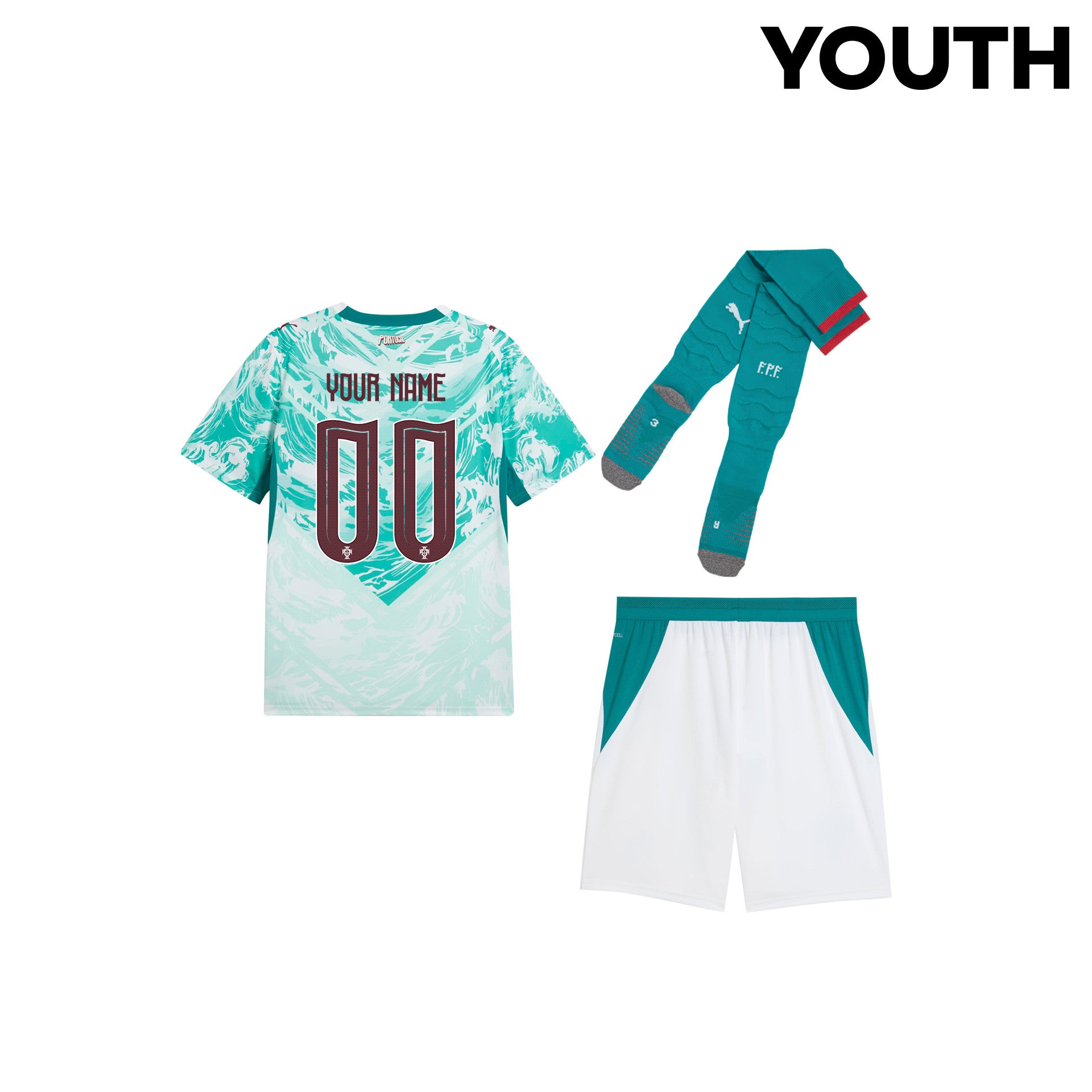 Portugal 2026 YOUTH Away Kit Set - Personalized White