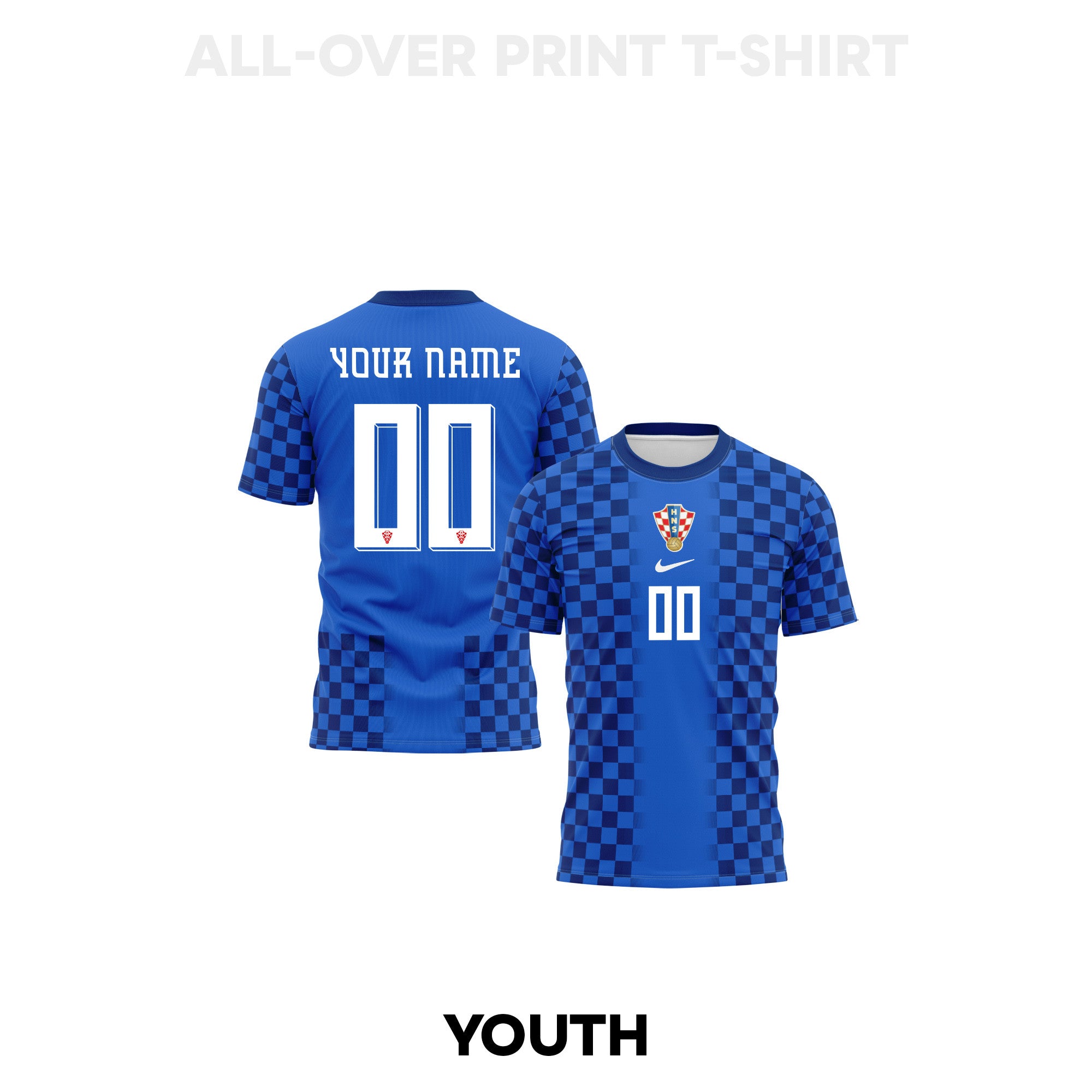 Croatia 2026 Youth Away 3D T-shirt Fully Printed – Personalized – Blue
