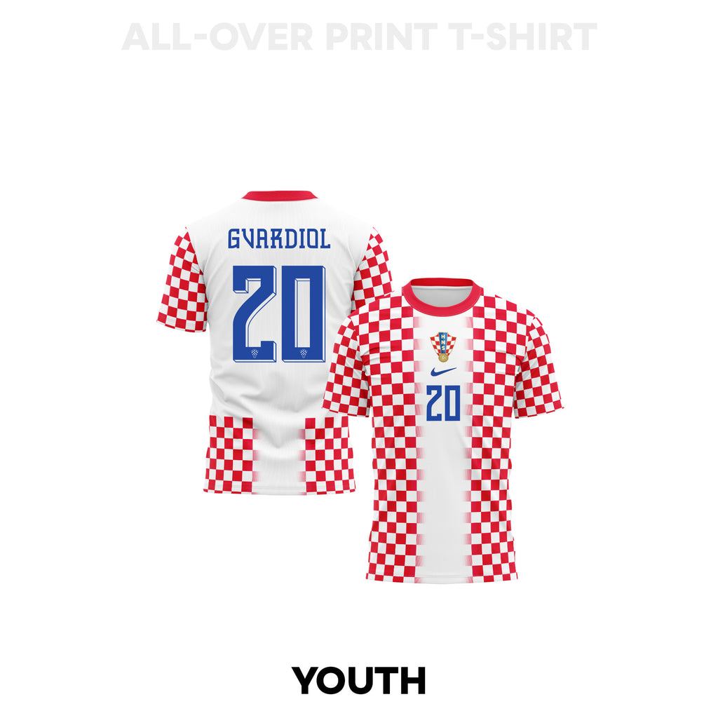 Joško Gvardiol 20 Youth Croatia 2026 Home 3D T-shirt Fully Printed – White