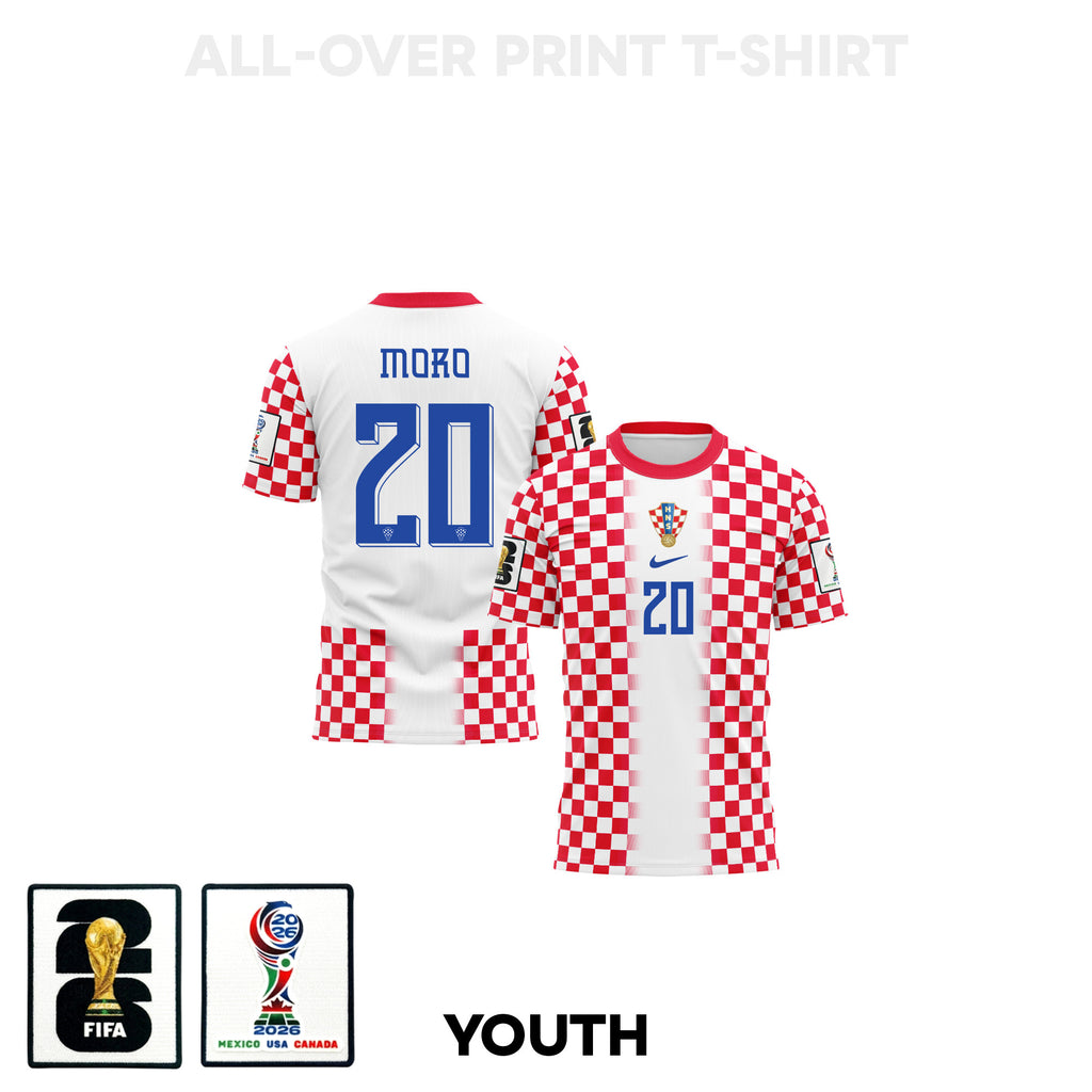 Nikola Moro 20 Youth Croatia 2026 Home 3D T-shirt Fully Printed – White