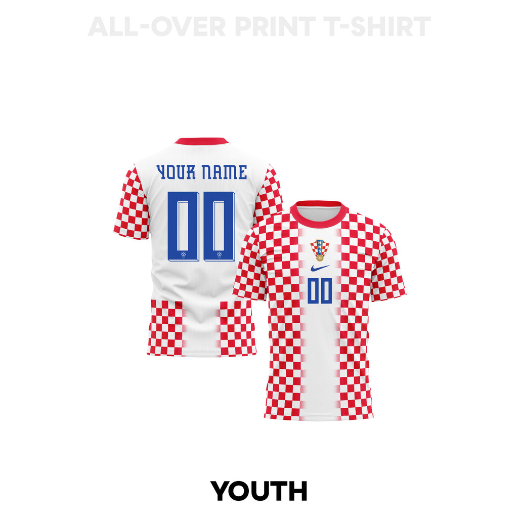 Croatia 2026 Youth Home 3D T-shirt Fully Printed – Personalized – White