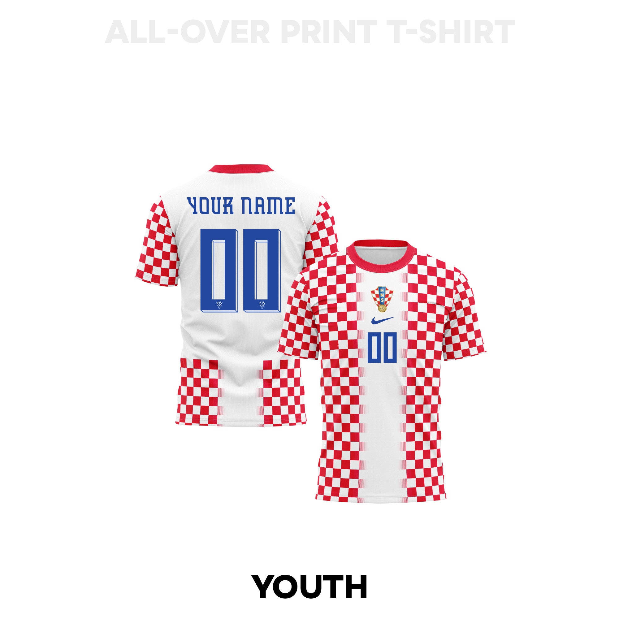 Croatia 2026 Youth Home 3D T-shirt Fully Printed – Personalized – White