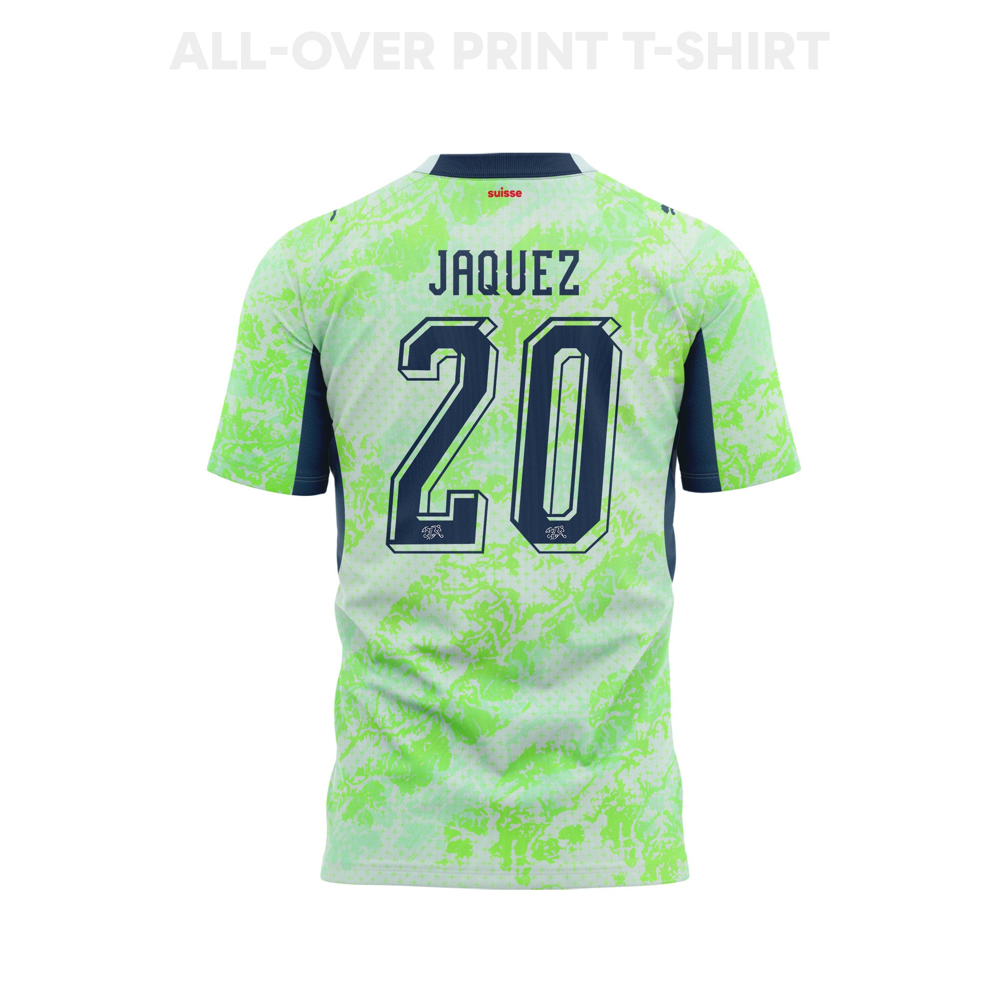 Luca Jaquez 20 Switzerland 2026 Away 3D T-Shirt Fully Printed – Unisex, Green