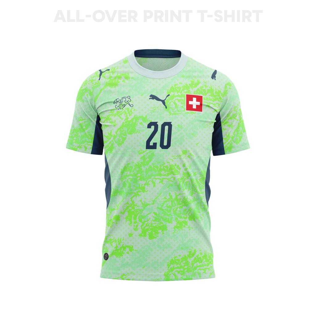 Luca Jaquez 20 Switzerland 2026 Away 3D T-Shirt Fully Printed – Unisex, Green