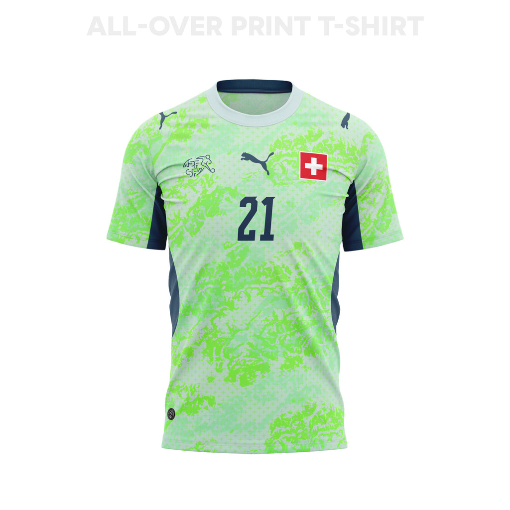 Ardon Jashari 21 Switzerland 2026 Away 3D T-Shirt Fully Printed – Unisex, Green