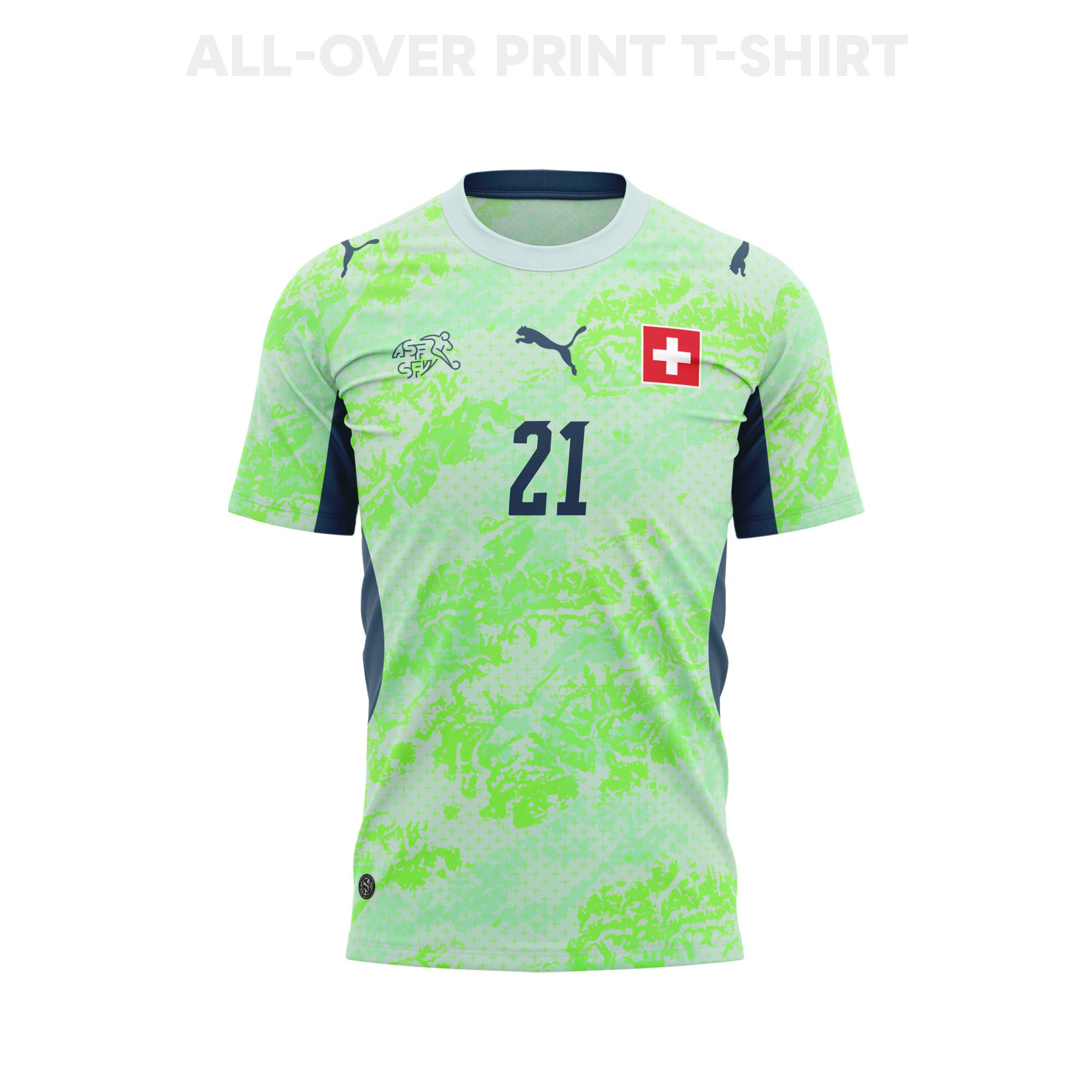 Ardon Jashari 21 Switzerland 2026 Away 3D T-Shirt Fully Printed – Unisex, Green