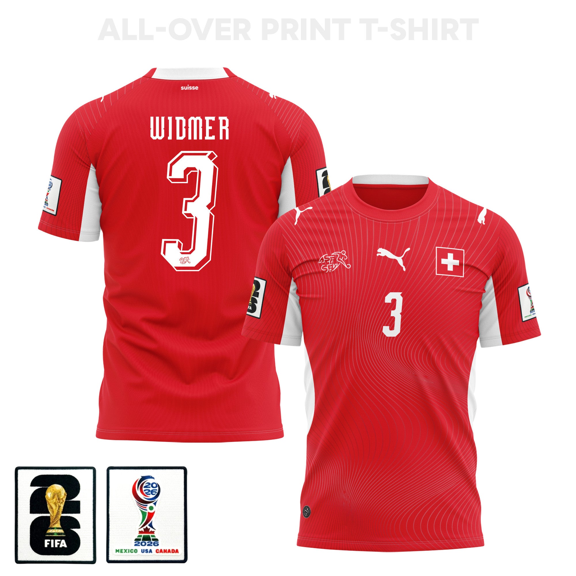 Silvan Widmer 3 Switzerland 2026 Home 3D T-Shirt Fully Printed – Unisex, Red