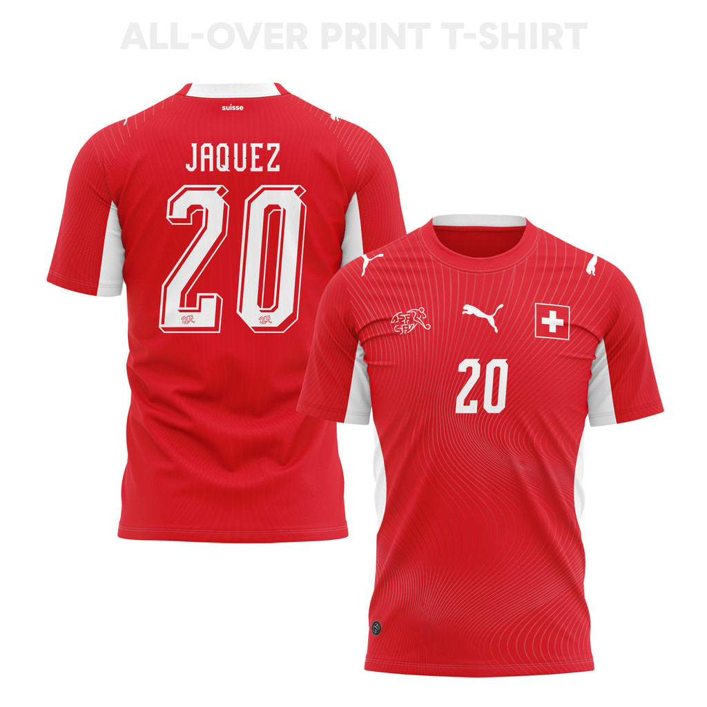 Luca Jaquez 20 Switzerland 2026 Home 3D T-Shirt Fully Printed – Unisex, Red