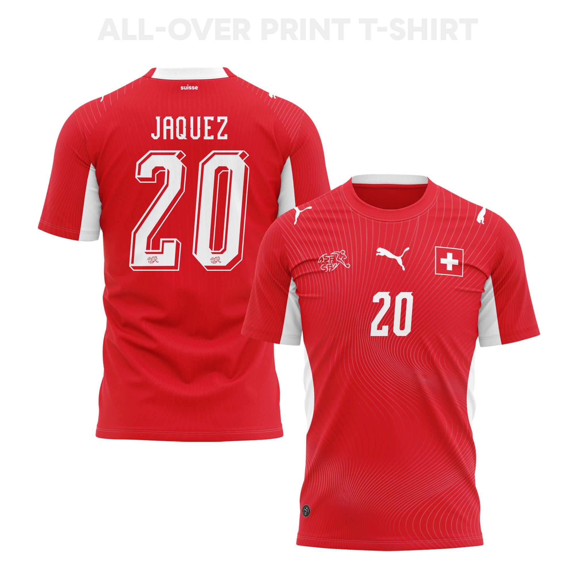 Luca Jaquez 20 Switzerland 2026 Home 3D T-Shirt Fully Printed – Unisex, Red