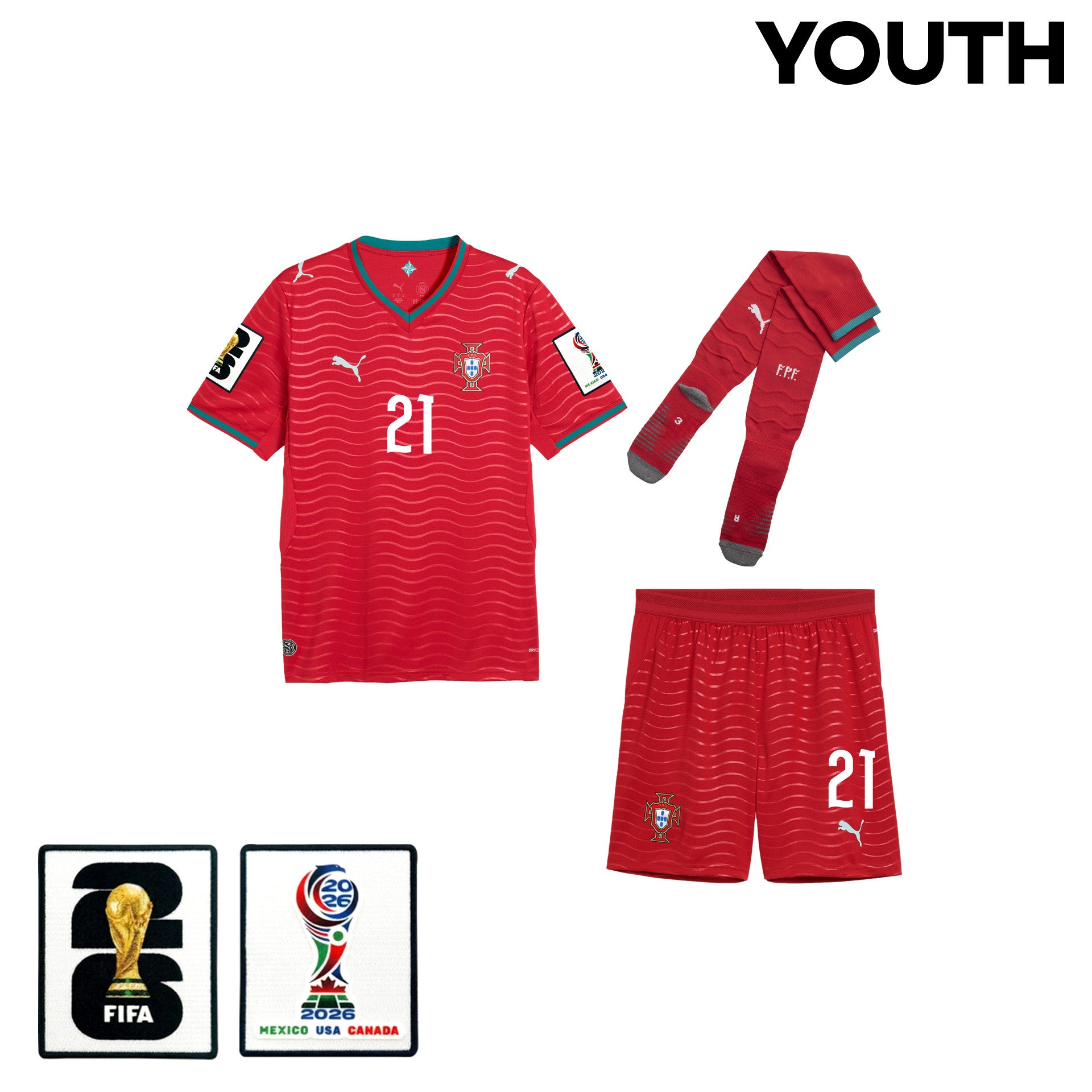 Rúben Neves 21 Portugal 2026 YOUTH Home Kit Set – Red