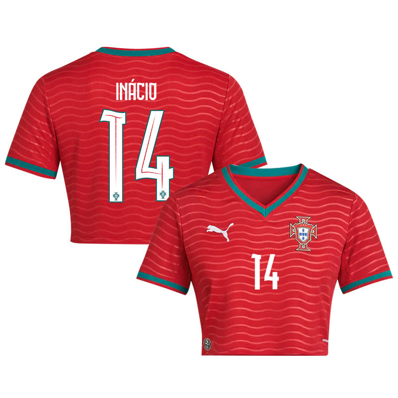 Gonçalo Inácio 14 Portugal 2026 Home Women's Cropped Jersey - Red