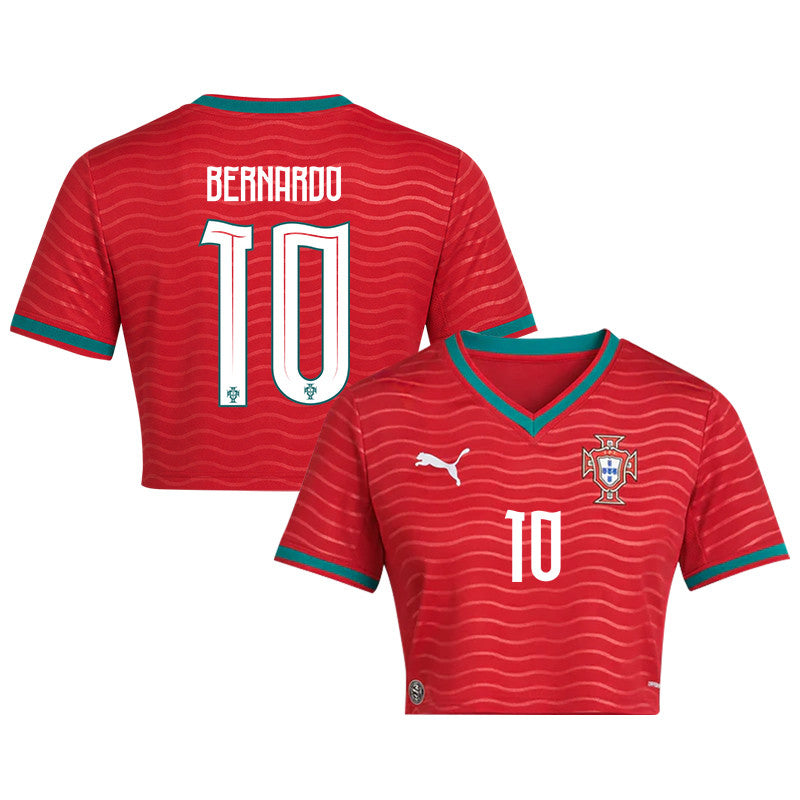 Bernardo Silva 10 Portugal 2026 Home Women's Cropped Jersey - Red