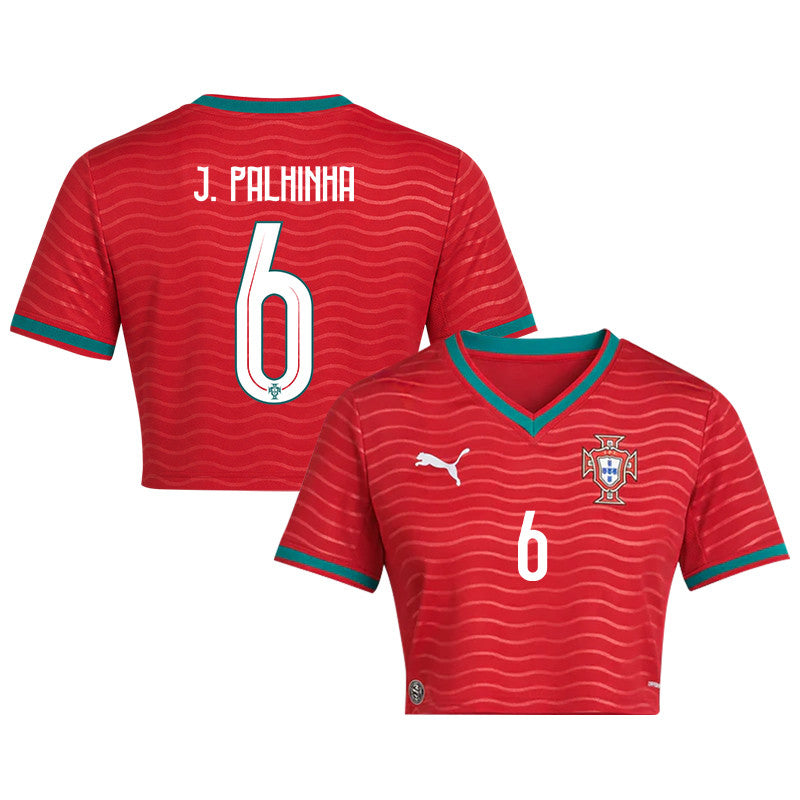 João Palhinha 6 Portugal 2026 Home Women's Cropped Jersey - Red