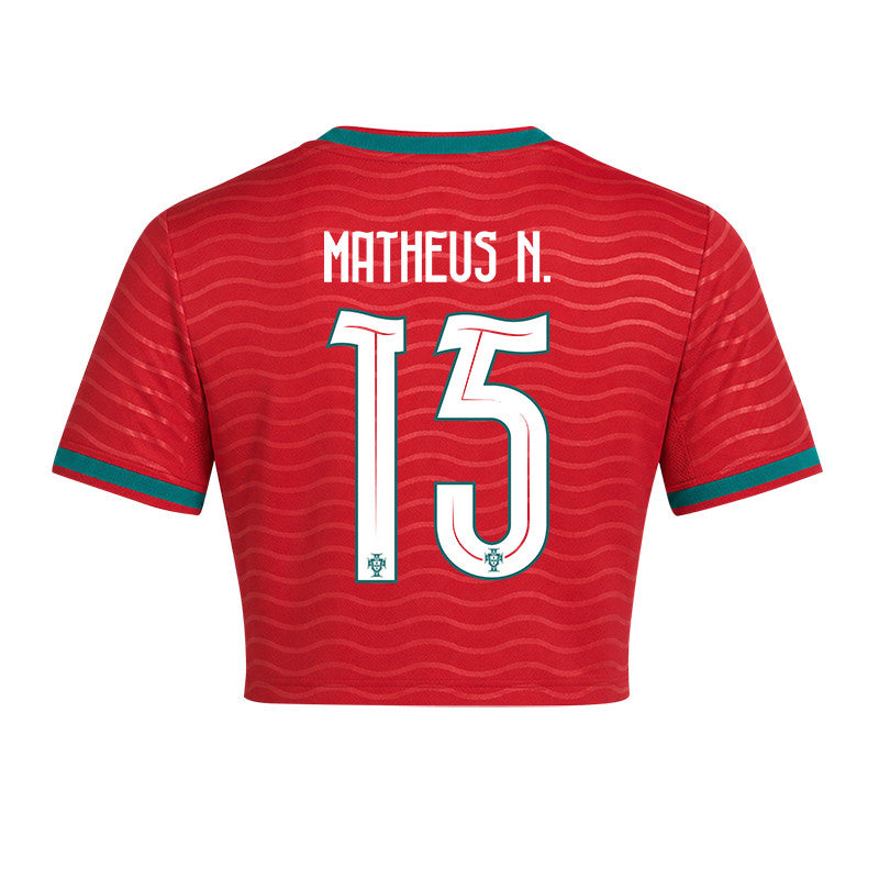 Matheus Nunes 15 Portugal 2026 Home Women's Cropped Jersey - Red