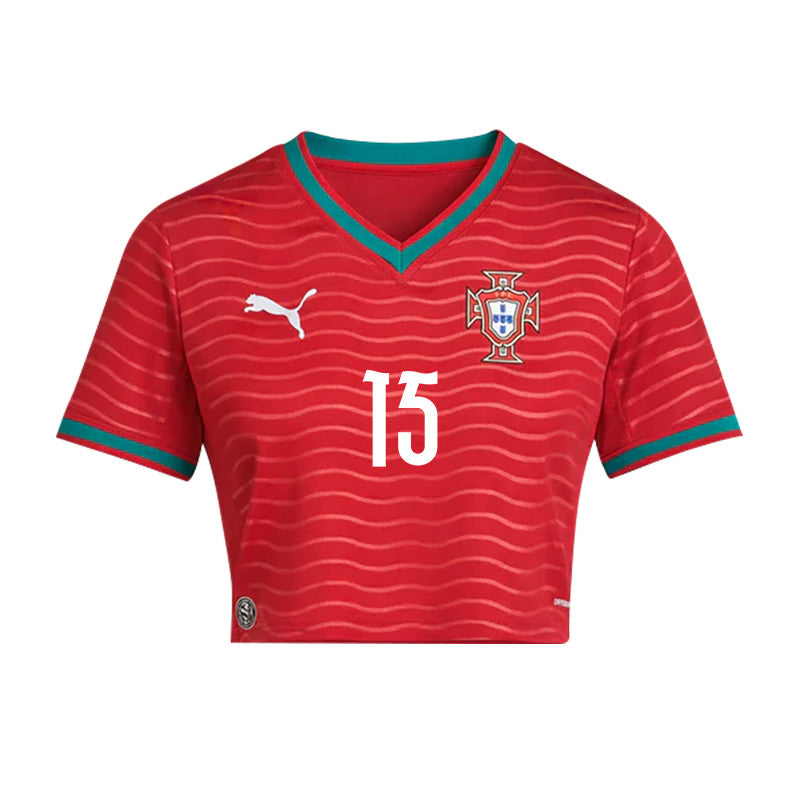 Matheus Nunes 15 Portugal 2026 Home Women's Cropped Jersey - Red