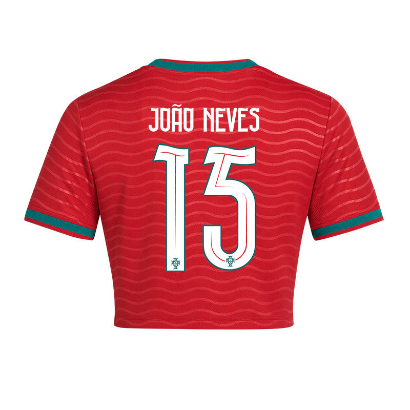 João Neves 15 Portugal 2026 Home Women's Cropped Jersey - Red