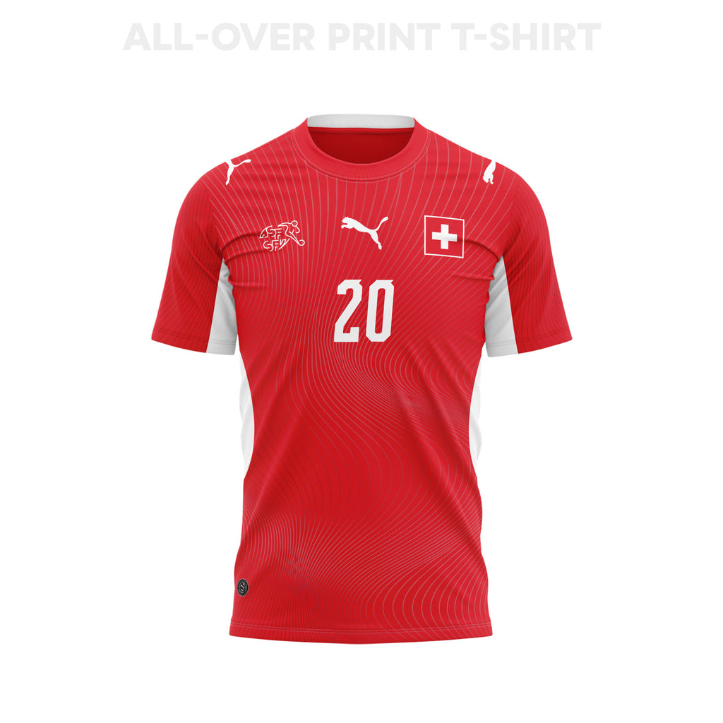 Michel Aebischer 20 Switzerland 2026 Home 3D T-Shirt Fully Printed – Unisex, Red